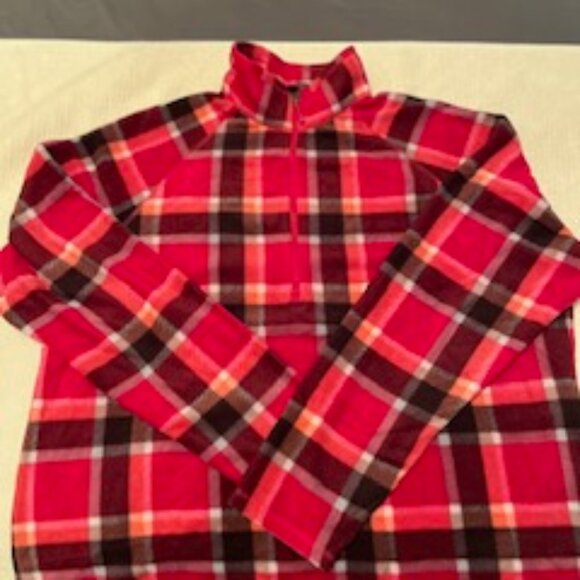 Eddie Bauer Red Plaid 1/4 zip Fleece XXL NWOT - Picture 1 of 4